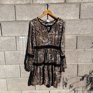 Long Sleeve Paisley Dress